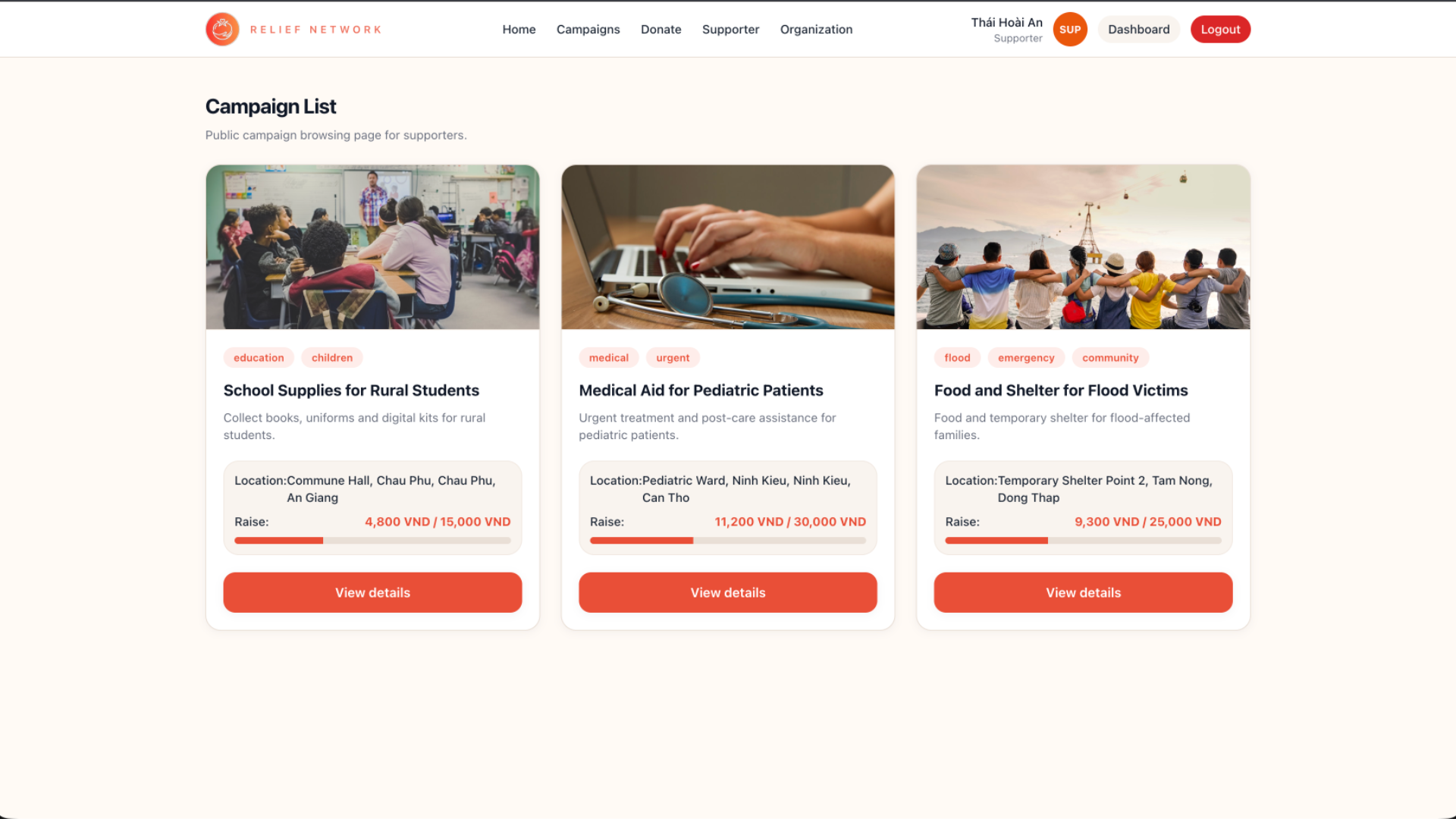 TomatoHub – AI-Powered Relief Campaign Platform screenshot 2