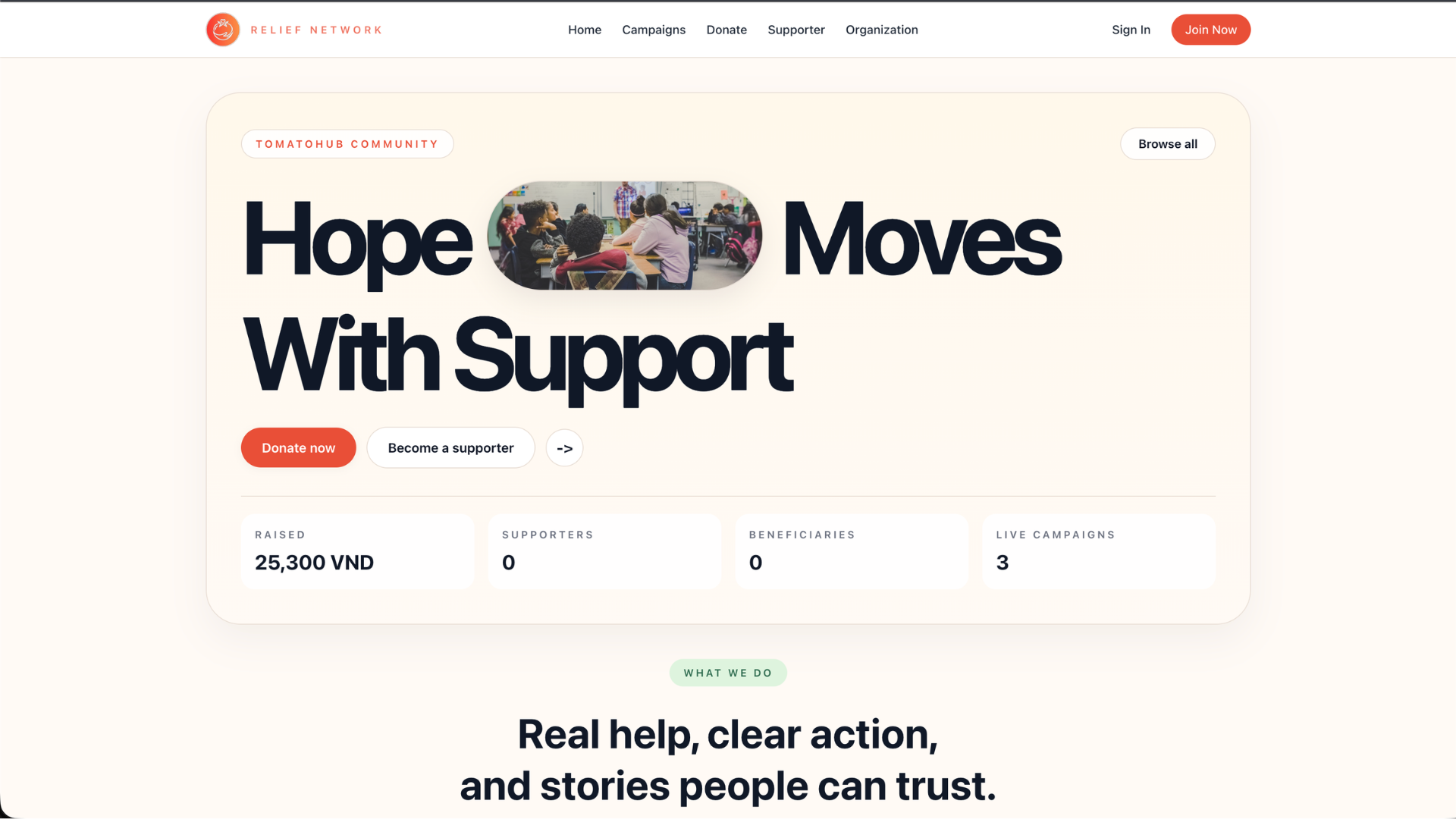TomatoHub – AI-Powered Relief Campaign Platform